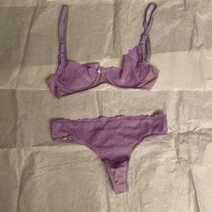 Demi cup underwire lace bra and thong